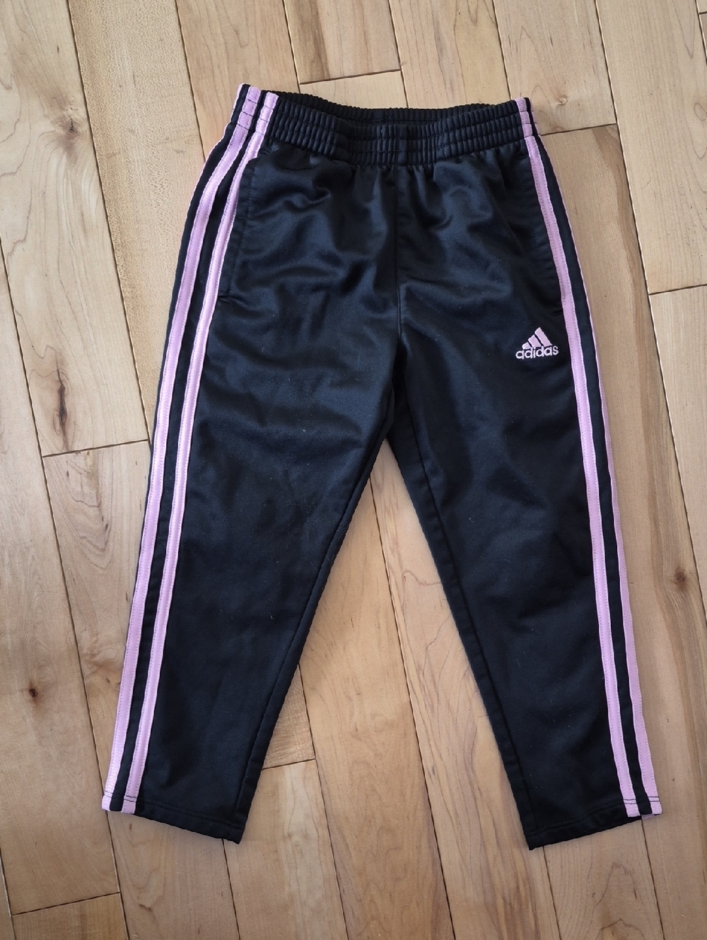 Girls Size 5 adidas Black Sweatpants with Pink Stripes